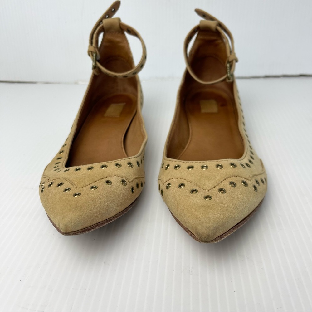 Frye Tan Leather Sienna Studded Pointed Flats - Picture 4 of 16